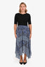 Maje Black/Blue Patterned Sleeve Maxi Dress Size 40