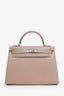 Hermès 2013 Argile Tadelakt Leather Sellier Kelly 32 With Guilloche Hardware