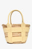 Demellier Straw/Yellow Leather 'Santorini' Mini Top Handle Bag