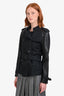 Burberry Black Cotton Leather Double Breasted Extra Short Trench Coat With Belt Estimated Size S