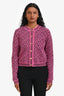 Versace Pink/Black Greca Wool Blend 'La Greca' Cardigan Size 40