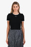 Miu Miu Black Cotton Ribbed White Trim Crop Top Size S