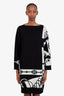 Hermès Black/White Cashmere Cliquetis Sweater Dress Size 34
