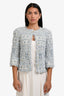 Pre-loved Chanel™ Blue Ribbon Boucle Buttoned Jacket Size 34