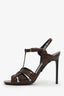Saint Laurent Brown Calfskin Crocodile Embossed Tribute 105 Sandals Size 40