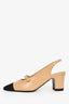 Pre-loved Chanel™ Beige/Black Leather Cap Toe CC Heels Size 37.5
