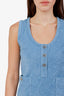 Pre-loved Chanel™ 20M Blue Terry Cloth CC Button Sleeveless Mini Dress Size 34