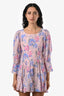Love Shack Fancy Pink Floral Long Sleeve Mini Dress Size 2