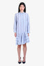 Brunello Cucinelli Light Blue Striped Midi Dress Size M