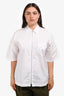 Prada 2021 White Solid Poplin Zip-Up Short Sleeve Blouse Size 44