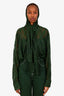 Norma Kamali Green Long Sleeve Ruffle Bodysuit Size XS