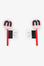 Miu Miu Pink Resin Crystal Flag Clip-On Earrings
