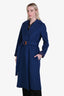 Louis Vuitton Blue Wool Lambskin Detail Belted Coat Size 42