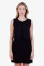 Sandro Black Silk-Blend Sleeveless Draped Front Mini Dress Size 3