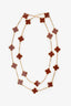 Van Cleef & Arpels 18K Yellow Gold Carnelian Vintage Alhambra 20 Motifs Necklace