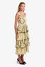 Ganni Yellow Floral Print Tiered Sleeveless Dress Size 38