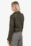 IRO Khaki Leather Moto Jacket Size 44