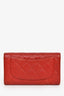 Pre-loved Chanel™ 2014 Red Quilted Caviar Leather Long Wallet