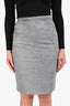 Max Mara Silver Satin Textured Midi Skirt Size 6