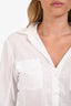 James Perse White Cotton Three-Quarter Sleeve Top Size 4
