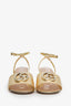 Gucci Gold Crystal GG Block Heeled Sandals Size 38.5