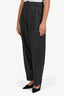 Dries Van Noten Grey Cotton Wool Belted Cuffed Trousers Size 36