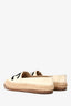 Pre-loved Chanel™ 2018 White/Black Leather Interlocking CC Espadrilles Size 37