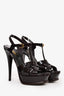 Saint Laurent Burgundy Patent Leather Tribute Platform Heels Size 38