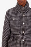 Maje Black/White Tweed Belted Puffer Jacket Size 40