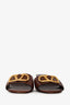 Valentino Brown/Gold Leather Vlogo Slip-On Heels Size 39