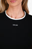 Miu Miu Black Cotton Ribbed White Trim Crop Top Size S