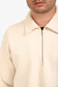 Jil Sander Cream Boucle Half Zip Shirt Jacket Size 40
