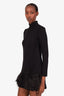 Louis Vuitton Black Wool Turtleneck Feather Trim Mini Dress Size S