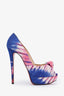 Christian Louboutin Pink/Blue Tie-Dye Platform Heels Size 39