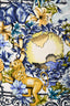 Christian Dior White/Blue Silk Lion Graphic Logo Scarf