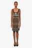 Dolce & Gabbana Green/Black Velvet Mini Slip Dress with Lace Trim Estimated Size L