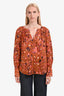 A.L.C Orange Multicolour Long Sleeve Puffy Sleeves Size 2