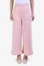 Pre-loved Chanel™ Cruise 2024 Pink/White Cashmere Sequin CC Wide Leg Pants Size 34