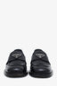 Prada Black Brushed Leather Logo Loafers Size 37.5