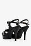 Saint Laurent Black Leather Tribute Platform Heels Size 38.5
