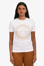 Versace White Cotton Crystal Embellished Medusa Short Sleeve T-Shirt Size 38