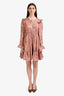 Zimmermann Pink/White Linen Paisley Button-Up LS Dress Size 3