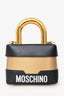 Moschino Black/Gold Logo Lock Crossbody Bag