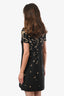 Valentino Black Wool Gold Sequin Embellished SS Dress Size 8