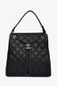 Pre-loved Chanel™ 2016 17 Black Caviar Quilted Leather Medium Bucket Bag