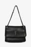 Saint Laurent Black Grained Leather Logo Shoulder Bag