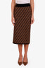 Fendi Brown FF Logo Midi Skirt Size 42
