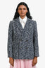 Pre-loved Chanel™ 2015 Navy Multi-Colour Tweed Double Breasted Blazer Size 34