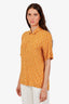 Saint Laurent Yellow Floral-Print Short Sleeve Shirt Size 38