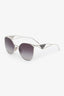 Prada Silver PR '50ZS' Round Frame Logo Sunglasses
